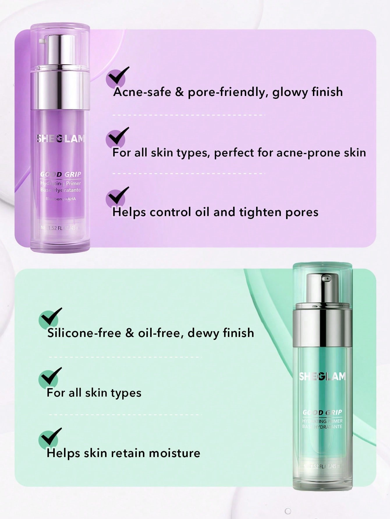 Sheglam Good Grip Hydrating Primer- Blueberry + AHA 45ml