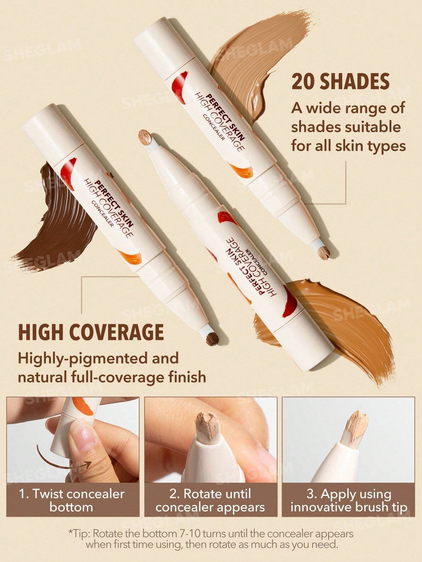Sheglam Perfect Skin High Coverage Concealer 4.5g - Warm Vanilla