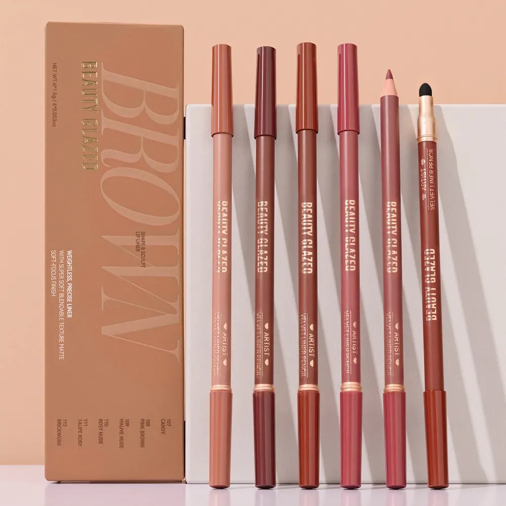 Beauty Glazed Artist Velvet Lipliner Set- Brown