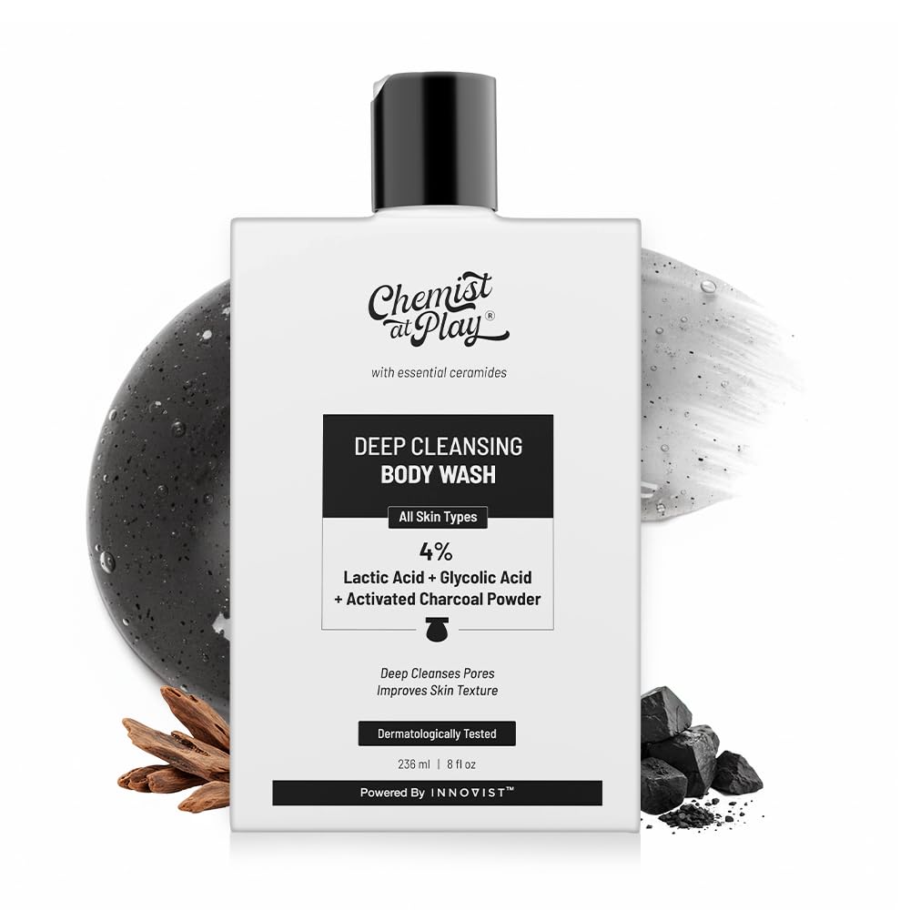 Chemist at Play Deep Cleansing Body Wash 4% Lactic Acid + Glycolic Acid + Activated Charcoal Powder - 236ml