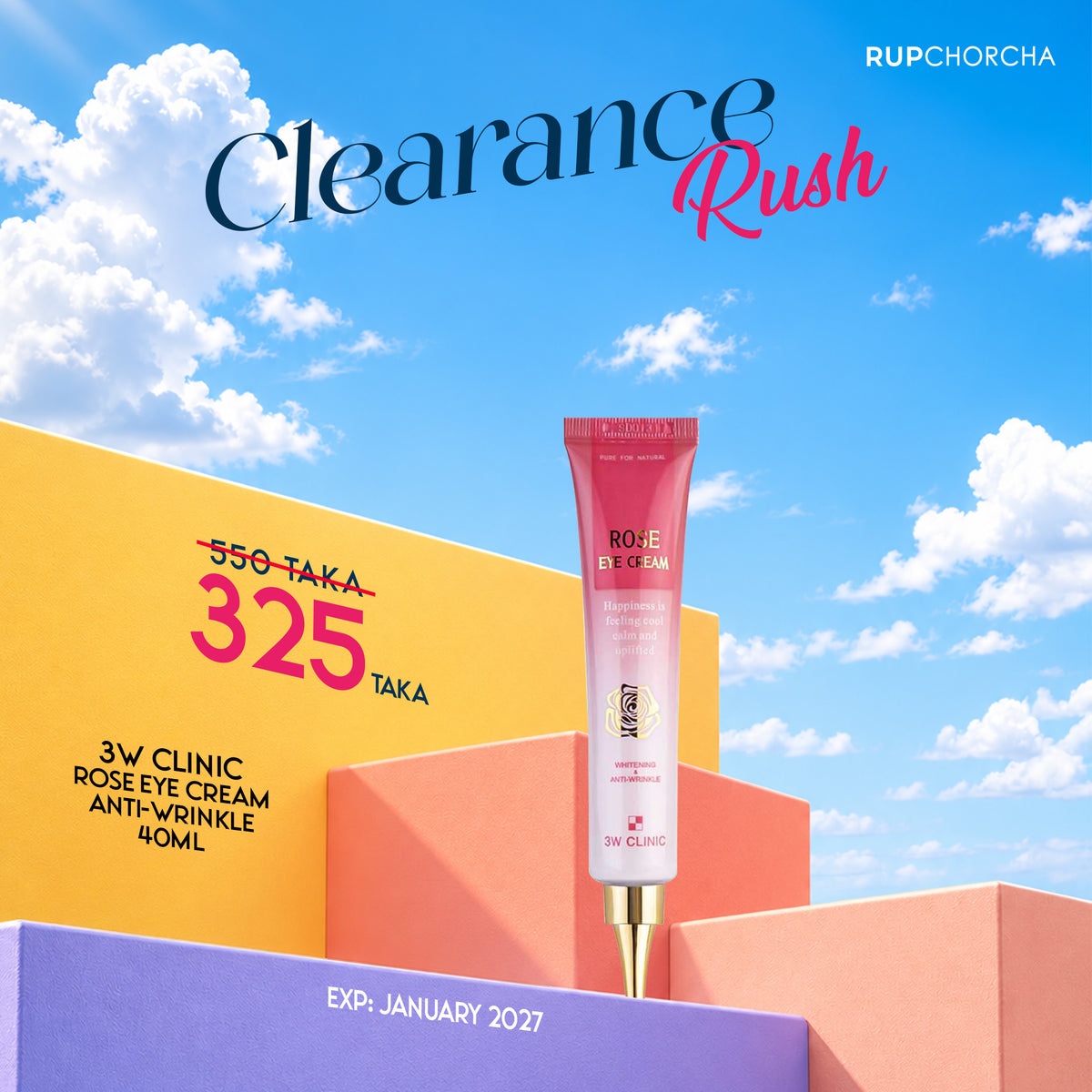 3W Clinic Rose Eye Cream Anti-Wrinkle 40ml (Expiry: 31/01/2027)