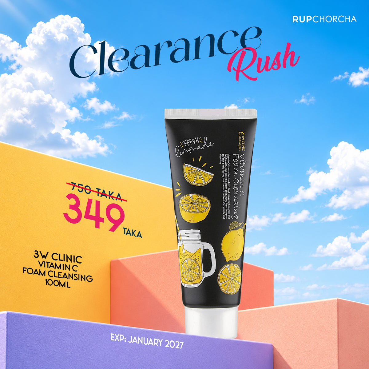 3w Clinic Vitamin C Foam Cleansing- 100ml (Expiry : 16/01/2027)