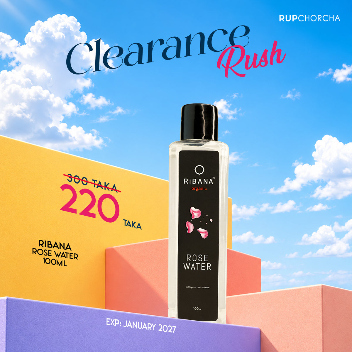 RiBANA Rose Water - 100ml (Expiry: 31/01/2027)