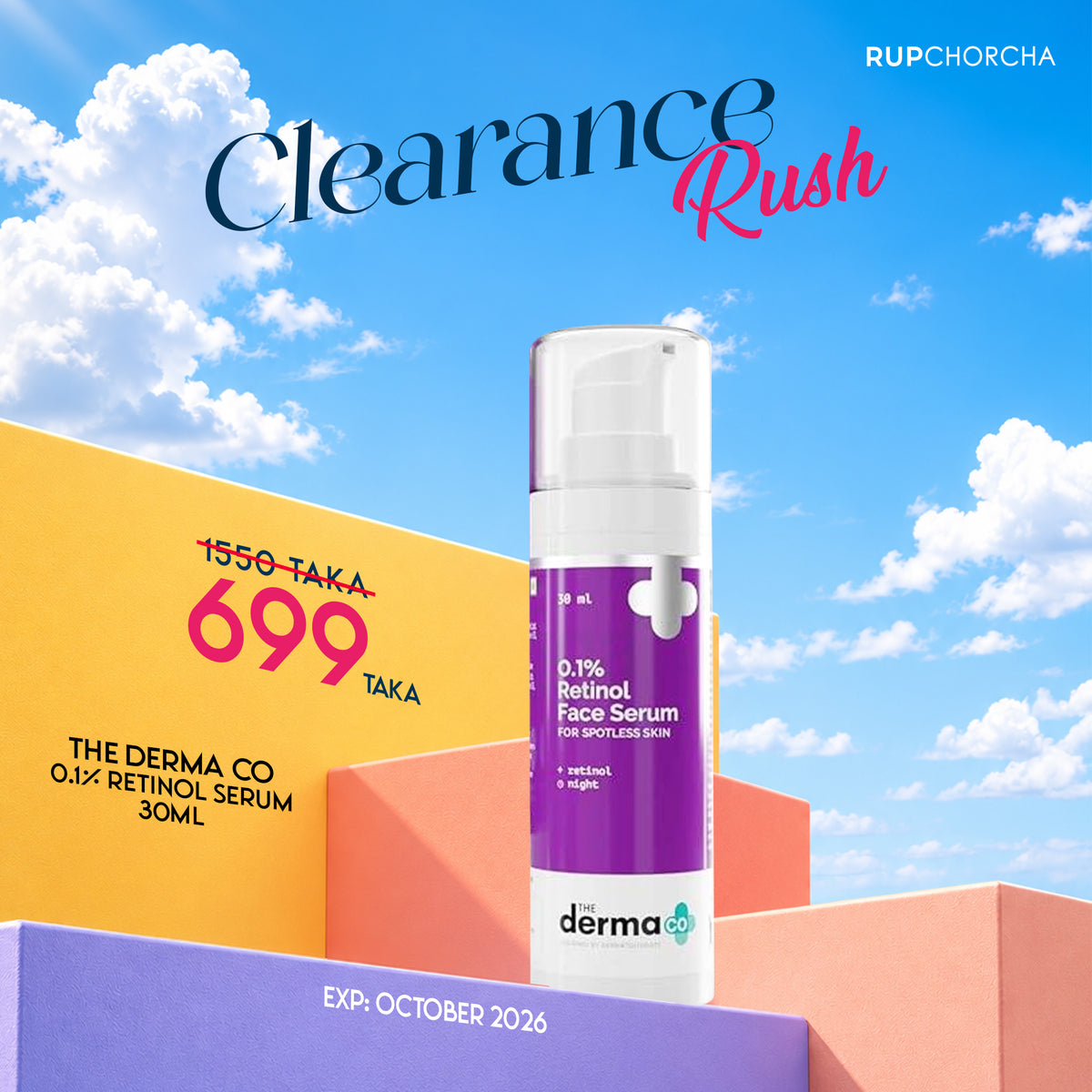 The Derma Co 0.1% Retinol Serum 30ml (Expiry: 31/10/2026)