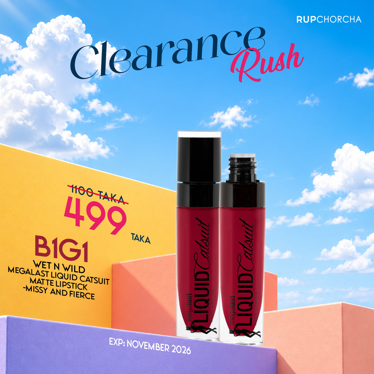 Wet N Wild Megalast Liquid Catsuit Matte Lipstick-Missy And Fierce 6g  (Buy 1 Get 1)(Expiry: 01/11/2026)