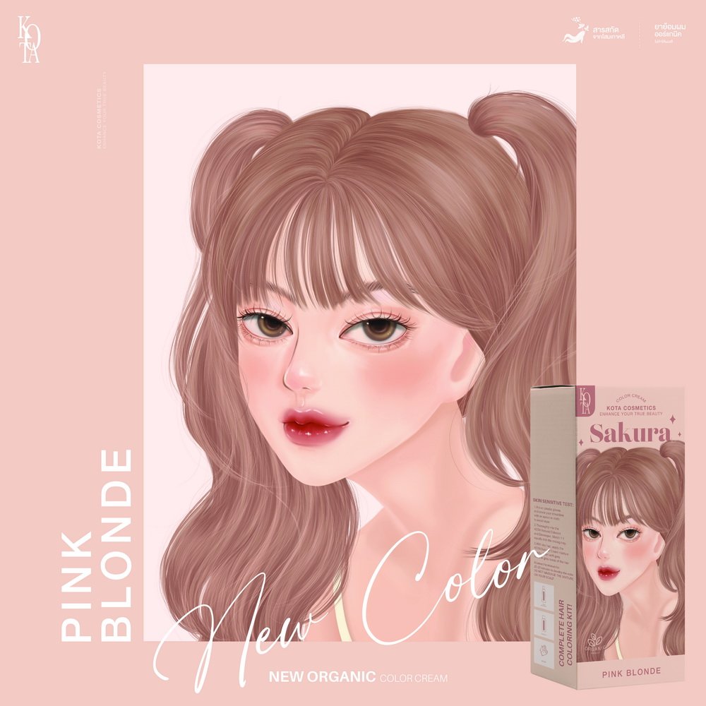 Kota Cosmetics Hair Color Cream Sakura - Pink Blonde 200ml