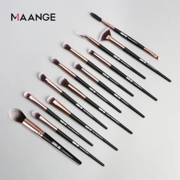 Maange Black Eye Makeup Brush Set - 12pcs