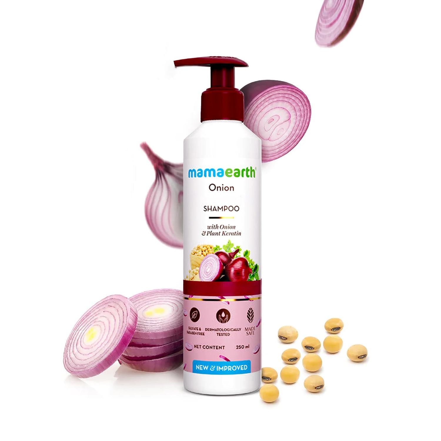 Mamaearth Onion Shampoo For Hair Growth & Hair Fall Control with Onion Oil & Plant Keratin - 250ml