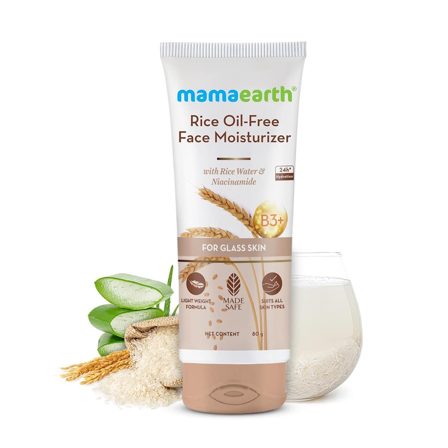 Mamaearth Rice Oil-Free Face Moisturizer with Rice Water & Niacinamide - 80g