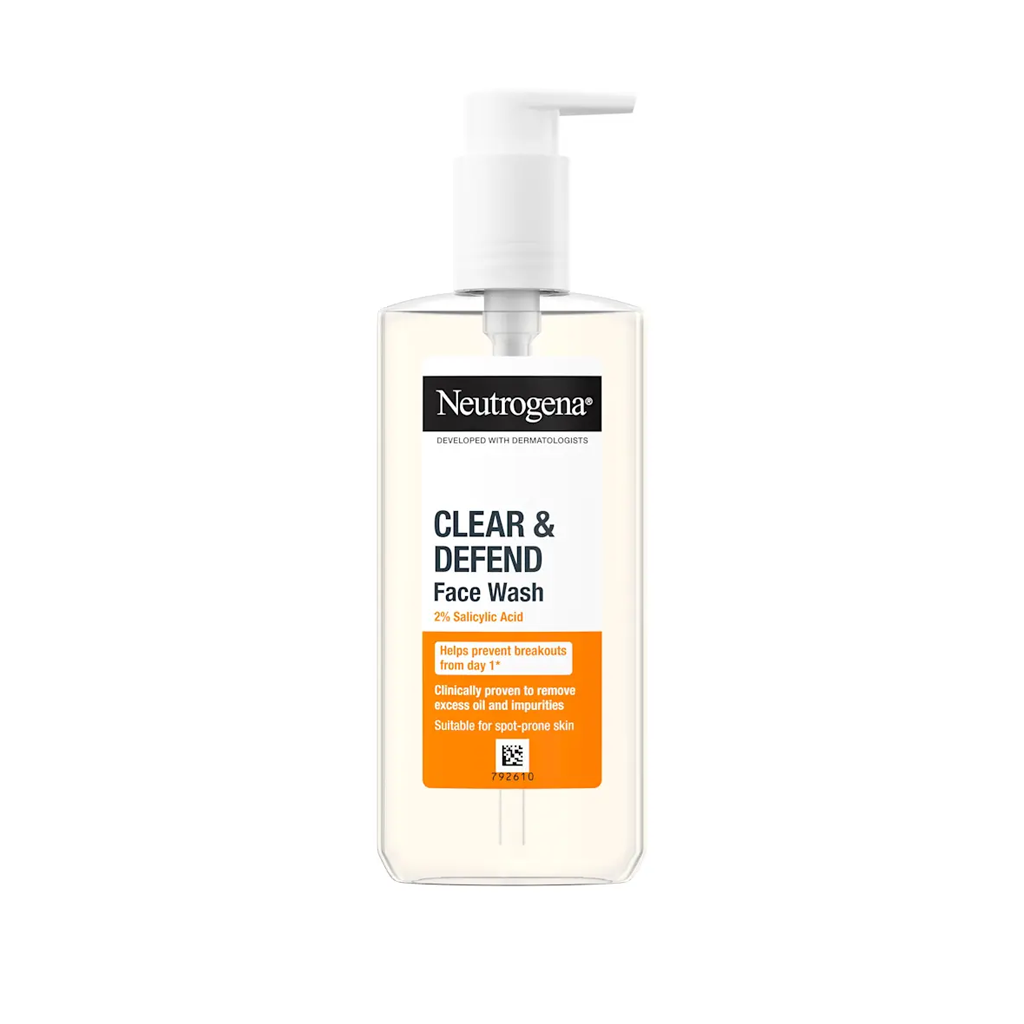 Neutrogena Clear and Defend 2% Salicylic Acid Face Wash for Spot-Prone Skin - 200ml