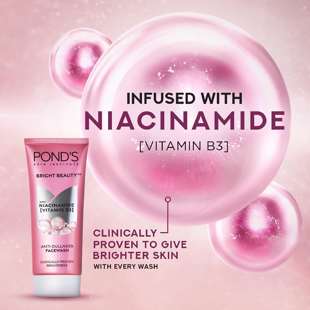Ponds Bright Beauty Anti-Dullness Face Wash with Niacinamide (Vitamin B3) - 100g