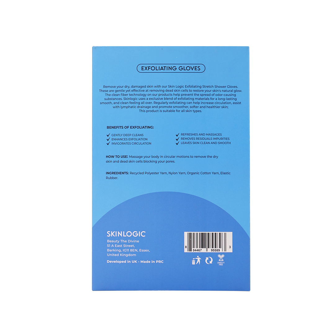Skinlogic Exfoliating Shower Gloves 1 Pair – Blue
