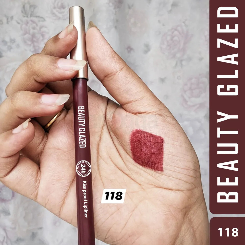 Beauty Glazed Lively Waterproof and Long Lasting Lip Liner – 118 Burnt Umber