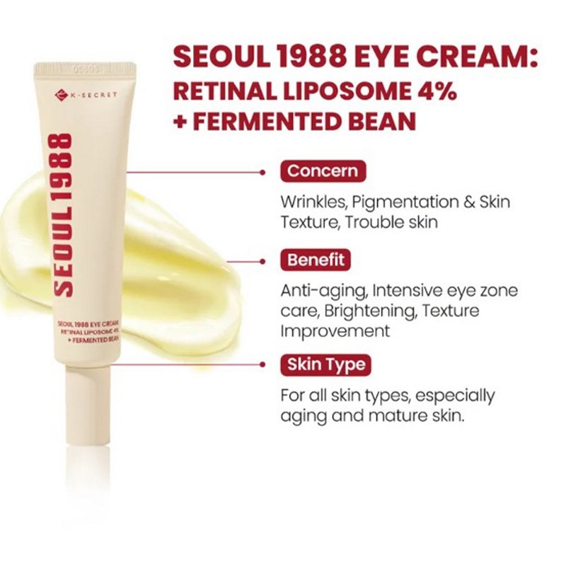 K-Secret Seoul 1988 Eye Cream Retinal Liposome 4% + Fermented Bean - 30ml