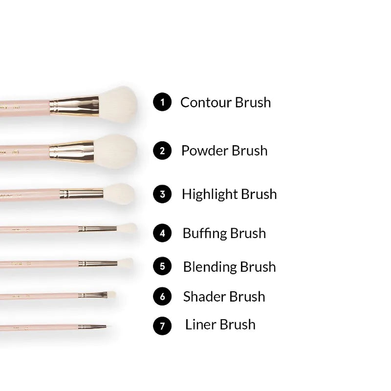 BH Travel Series 7pcs Face and Eye Brush Set with Bag