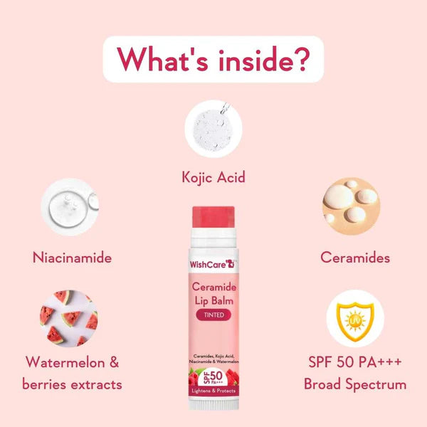 Wishcare Tinted Ceramide Lip Balm with SPF 50 PA+++ 5g