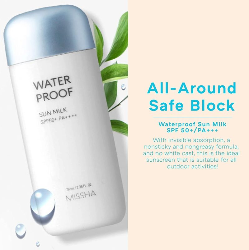 Missha All Around Safe Block Waterproof Sun Milk SPF50+/PA+++ is a 70 ml