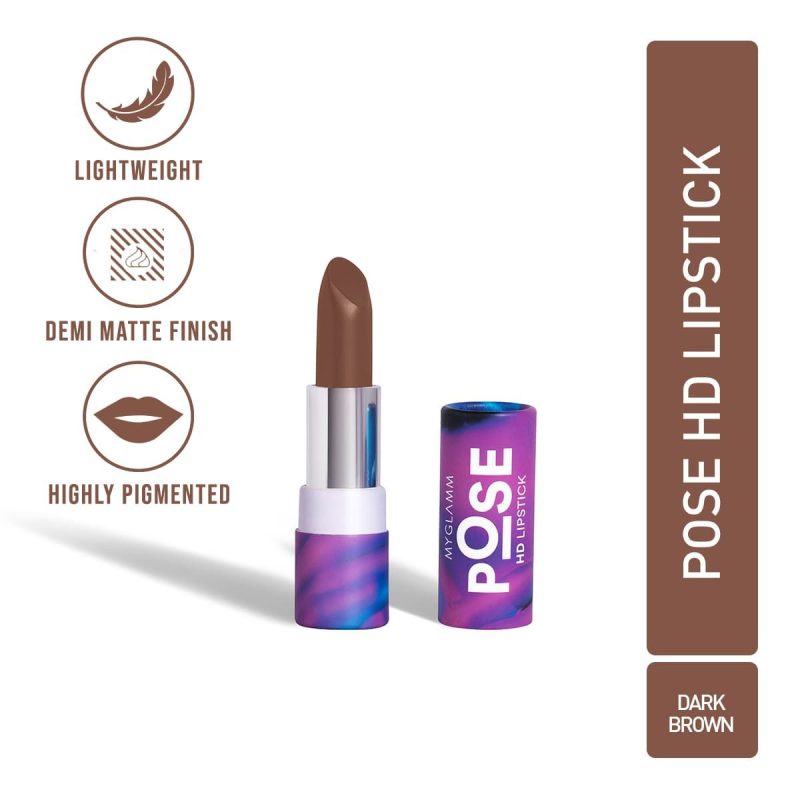 MyGlamm POSE HD Lipstick - Dark Brown 4g