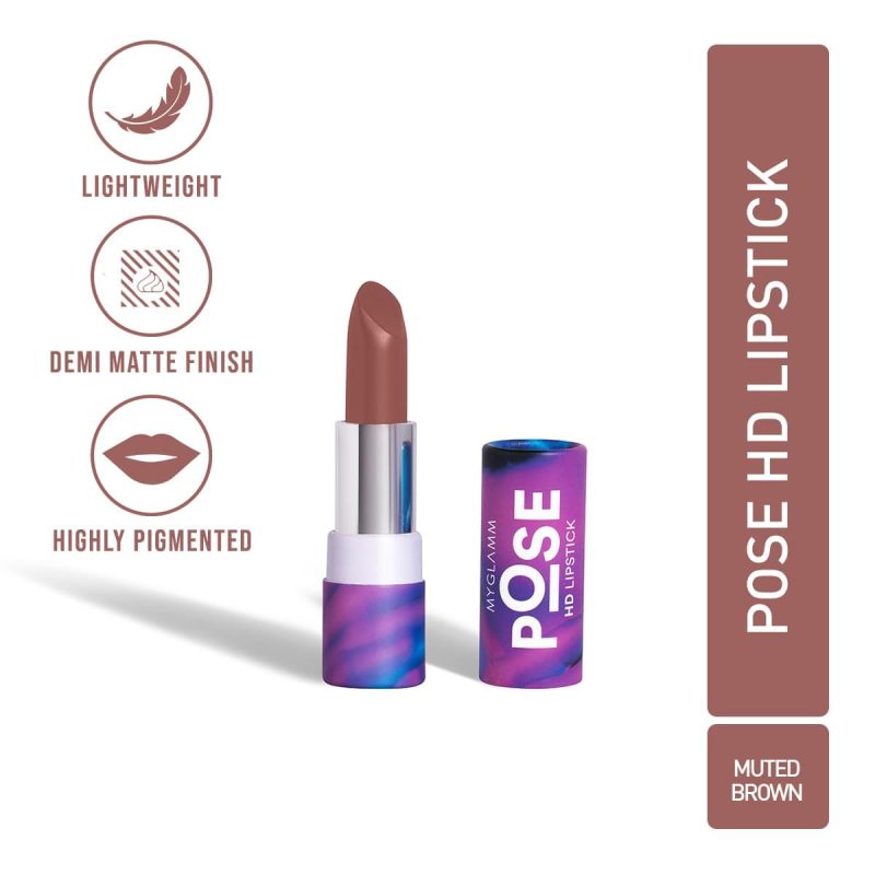 MyGlamm POSE HD Lipstick - Muted Brown 4g