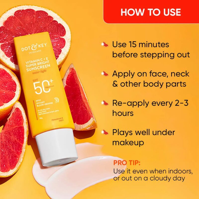 Dot & Key Vitamin C + E Super Bright Sunscreen SPF 50+ PA++++ (80gm) - Image 5