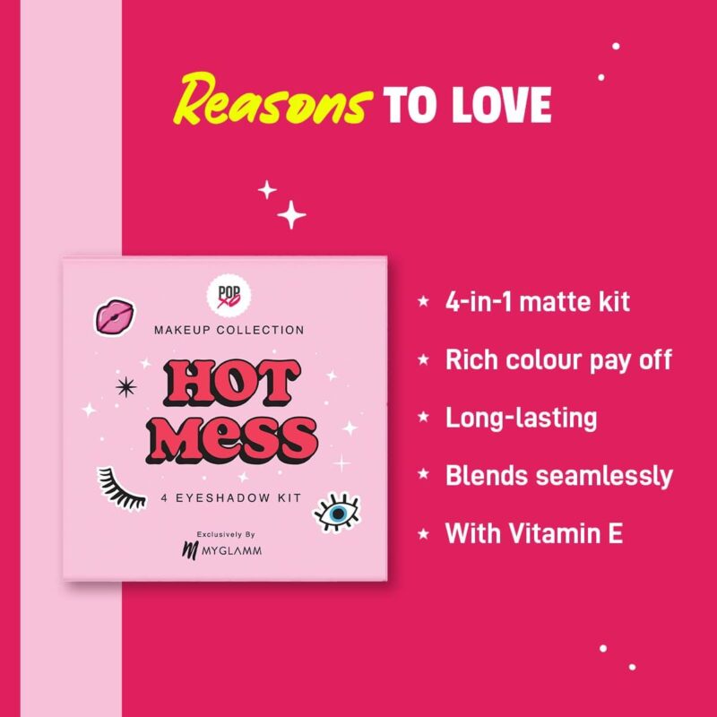 MyGlamm POPxo Makeup Collection 4 Eyeshadow Kit - Hot Mess (Expiry: 31/10/2026) - Image 5