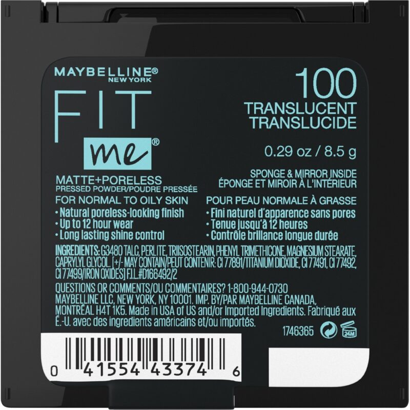 IqRrpUXRnTU2z53WpLGgrJe025iMcy02xDXLeRA5 Maybelline Fit Me Matte+Poreless Pressed Powder 8.5g -100 Translucent - Image 2