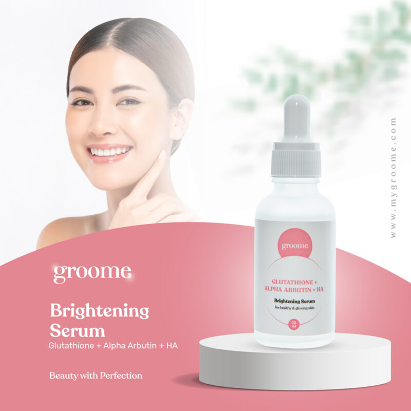 Groome-Glutathione-Alpha-Arbutin-HA-Brightening-Serum-1-2 Groome Glutathione + Alpha Arbutin +HA Brightening Serum 30ml - Image 2