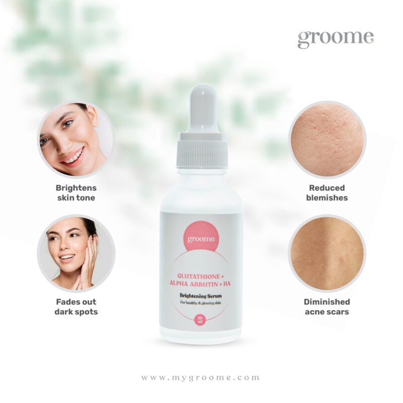 Groome-Glutathione-Alpha-Arbutin-HA-Brightening-Serum-2-1 Groome Glutathione + Alpha Arbutin +HA Brightening Serum 30ml - Image 3