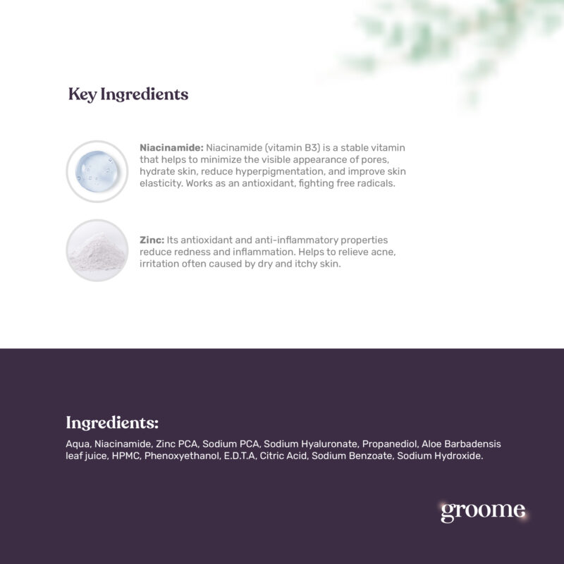 Groome Niacinamide 5% + Zinc 1% Skin Correcting Serum 30ml - Image 6