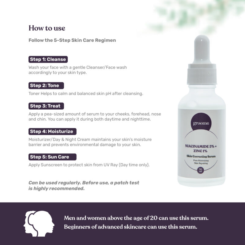 Groome Niacinamide 5% + Zinc 1% Skin Correcting Serum 30ml - Image 3
