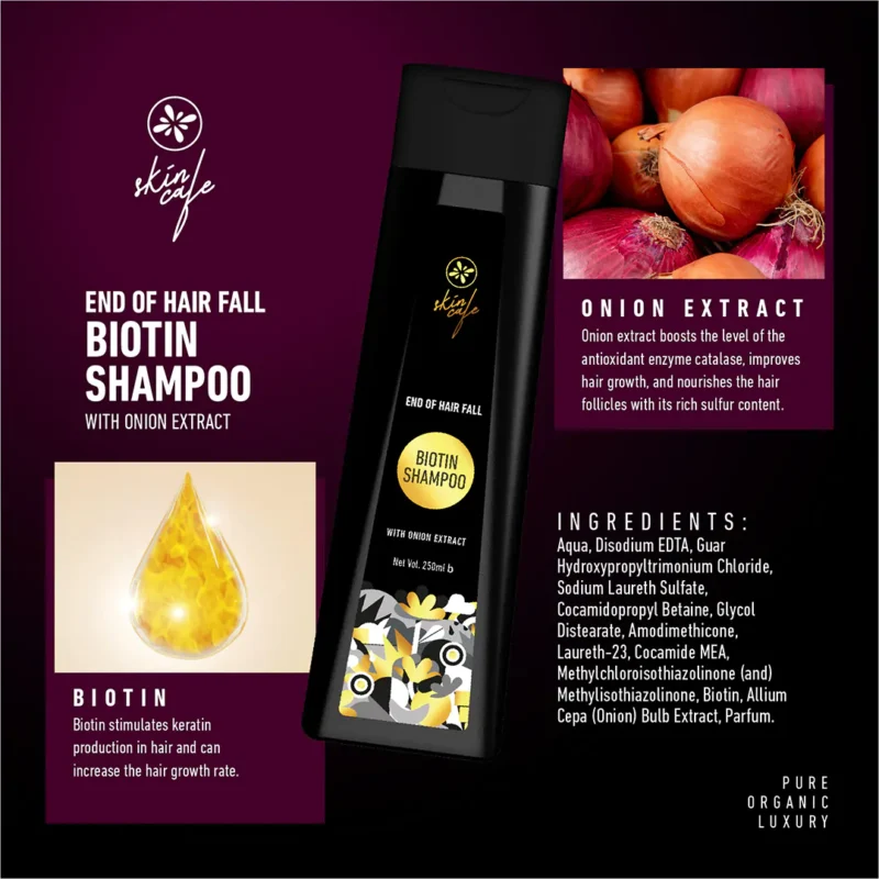 Skin Cafe End of Hair Fall Biotin Shampoo with Onion Extract 250ml - Image 4
