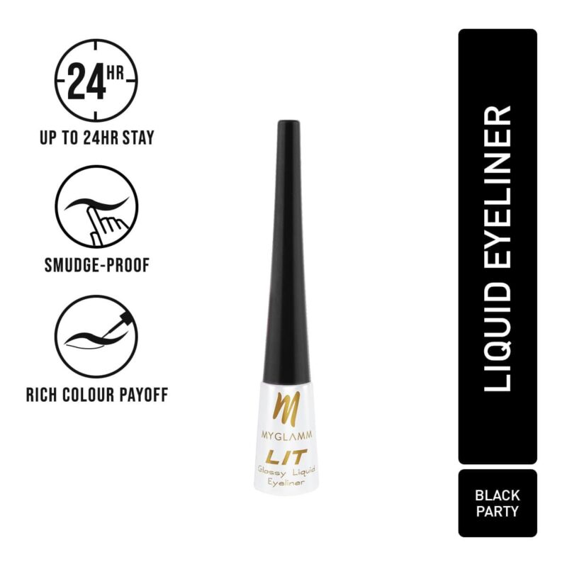 MyGlamm LIT Glossy Liquid Eyeliner - Black Party