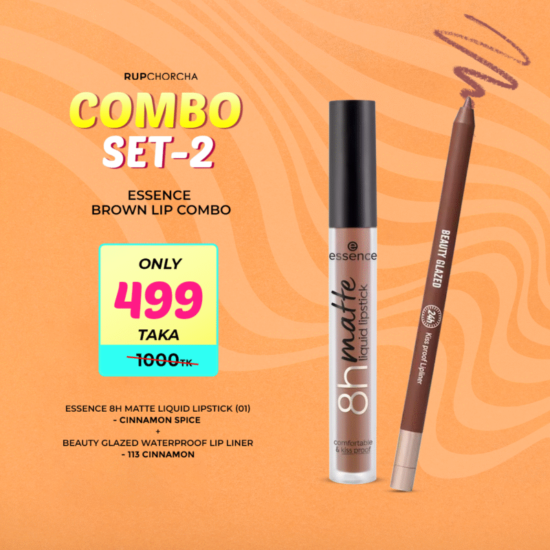 Essence Brown Lip Combo - Set 2 (Essence 8H Matte Liquid Lipstick (01) – Cinnamon Spice + Beauty Glazed Lively Waterproof & Long Lasting Lip Liner – 113 Cinnamon)
