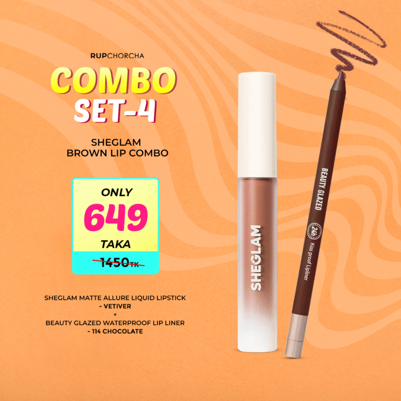 Sheglam Brown Lip Combo - Set 4 (Sheglam Matte Allure Liquid Lipstick – Vetiver + Beauty Glazed Lively Waterproof & Long Lasting Lip Liner – 114 Chocolate)