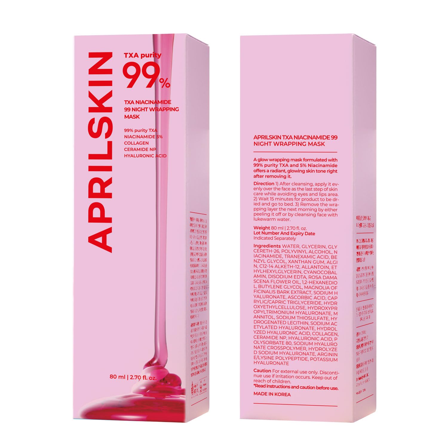 71eZGd2eoWL._SL1500_ Aprilskin TXA Niacinamide 99 Night Wrapping Mask - 80ml - Image 1
