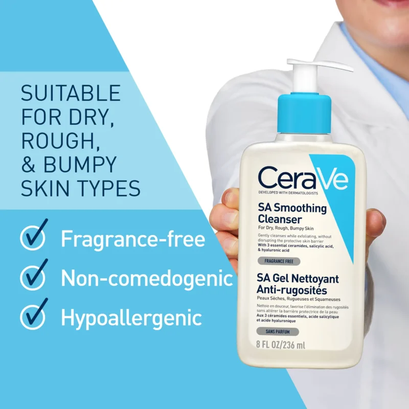 Cerave SA Smoothing Cleanser for Dry Rough & Bumpy Skin - 236ml - Image 3
